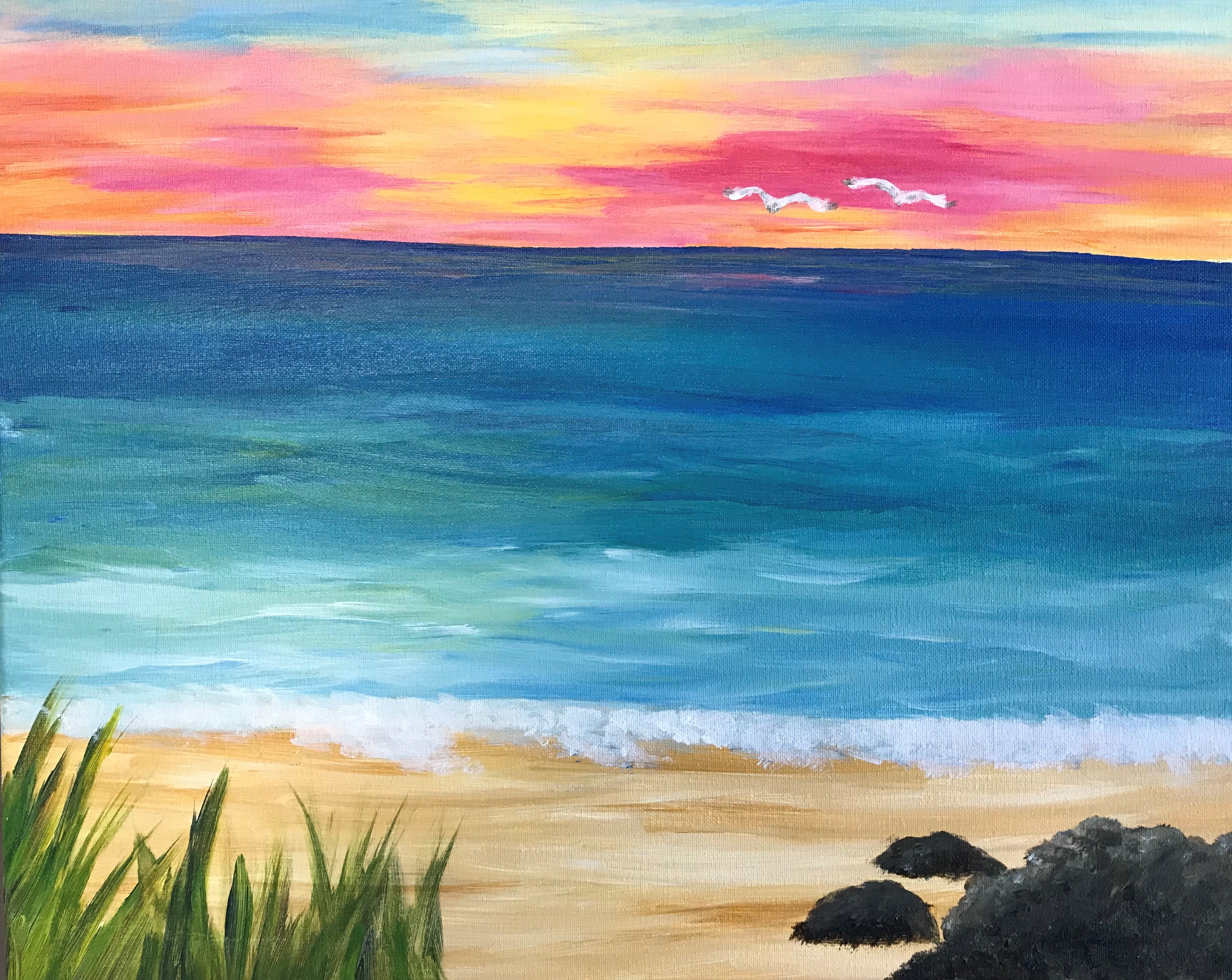 How to Paint an Ocean Sunset 